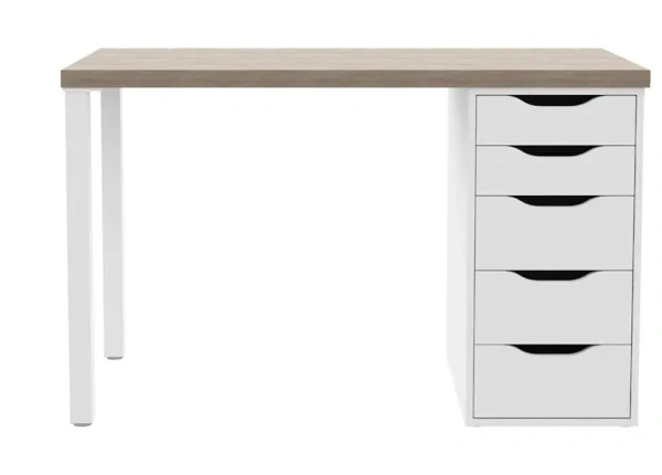 Стол письменный Ингар 1/5Т 120x75x55, дуб беленый/белый