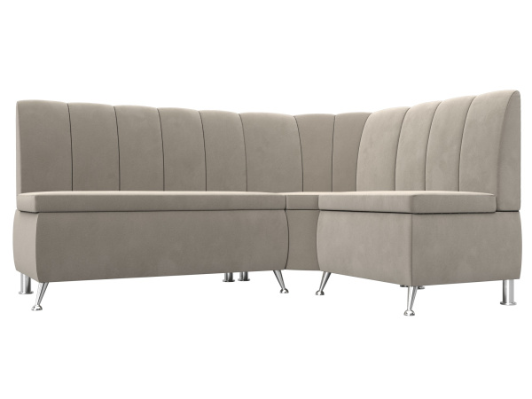 Диван кухонный угловой Кантри правый угол Микровельвет (Бежевый)