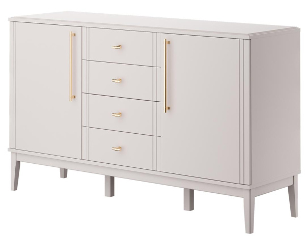 Комод Джали 4 ящика 2 двери (4 ЯЩИКА+2 ДВЕРИ,ЛДСП Персидский жемчуг/ МДФ Лак Льняной)