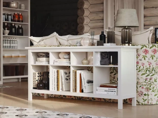 Тумба 00 Кантри длинная тумба с двумя рядами открытых полок