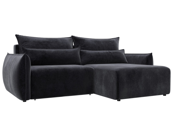 Диван угловой Лига-051 НПБ угол универсальный Велюр (TOWER 11 темно-серый)