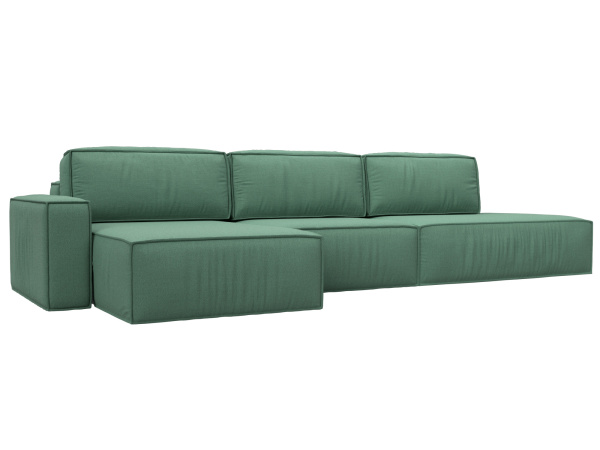 Диван угловой Прага модерн лонг левый угол Рогожка (Амур 11 зеленый)
