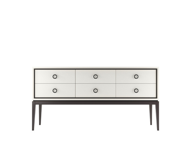 Комод Nice 6 ящиков на высоких ножках (Молочный/Черный)