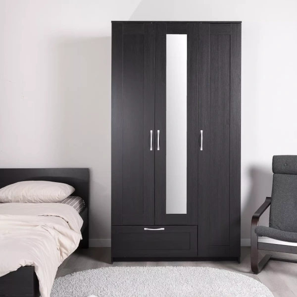 Шкаф СИРИУС трёхдверный с одним ящиком и зеркалом