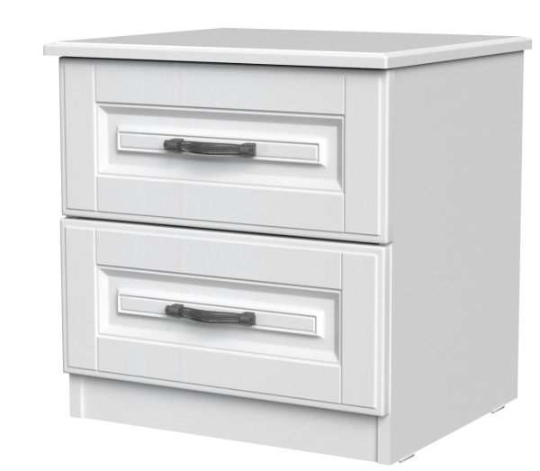 Тумба прикроватная Кантри 2 ящика (ЛДСП/МДФ(ЛАК), цвет Белый)