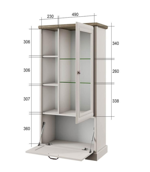 Шкаф с витриной 1V1D3N TOSCANA NEW