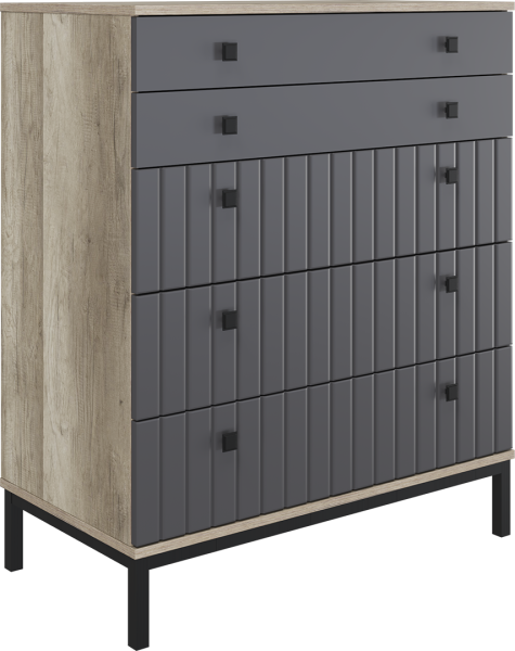 Комод Доминго 5 ящиков (Дуб каньон монумент/Софт серый дым)