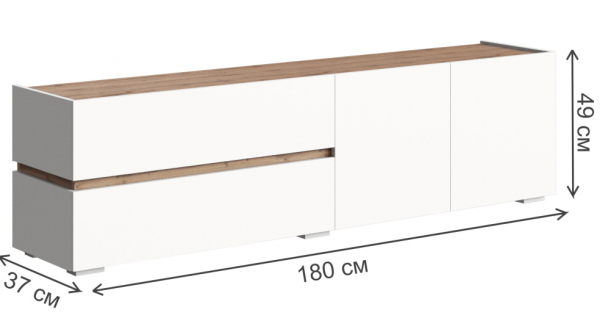 ТВ-тумба Атлон белый / дуб вотан