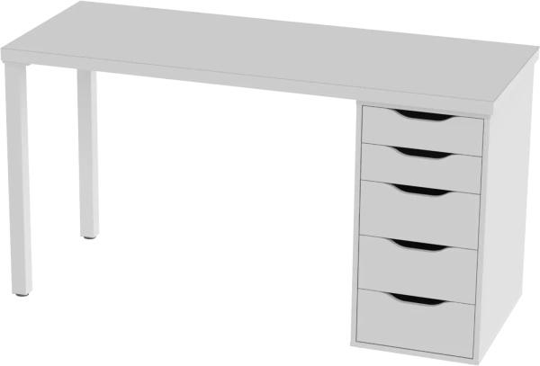 Стол письменный Ингар белый, 140x75, с одной тумбой