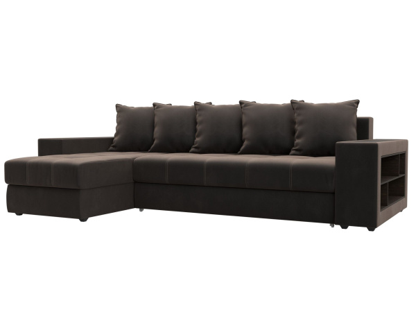Диван угловой Дубай левый угол Велюр (Коричневый)