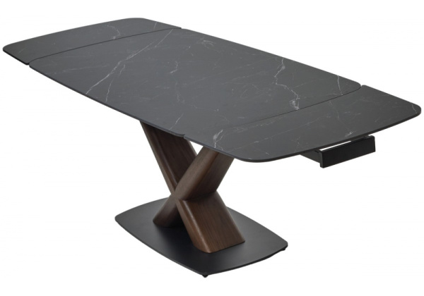 Керамический стол Blanco 160 matt black marble solid ceramic / орех