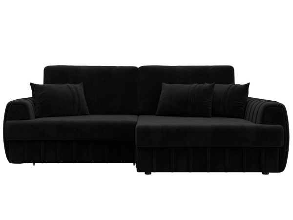 Диван угловой Лига-057 НПБ угол правый Велюр (SEVEN 35 черный)