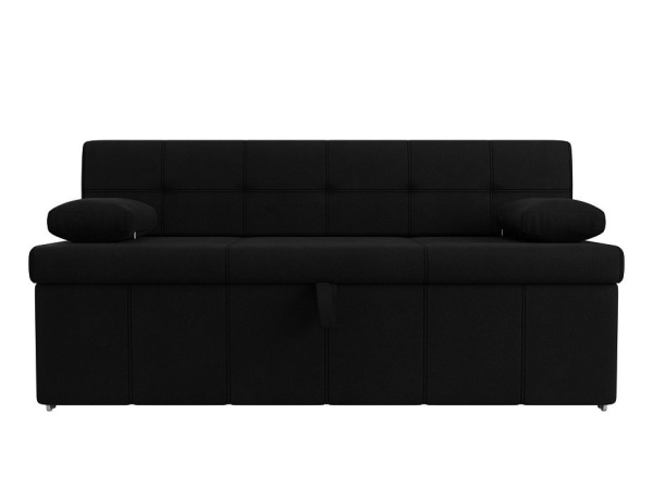 Диван кухонный прямой Лео Микровельвет (Черный)