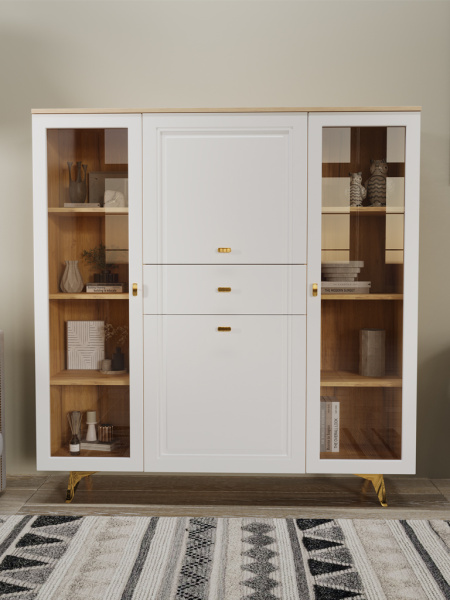 Шкаф низкий (2 стеклодвери) Вега Сапфир