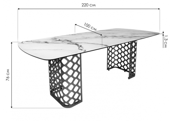 Керамический стол Chiavari 220 итальянская керамика черный мрамор матовый KL-116 / бронзовый