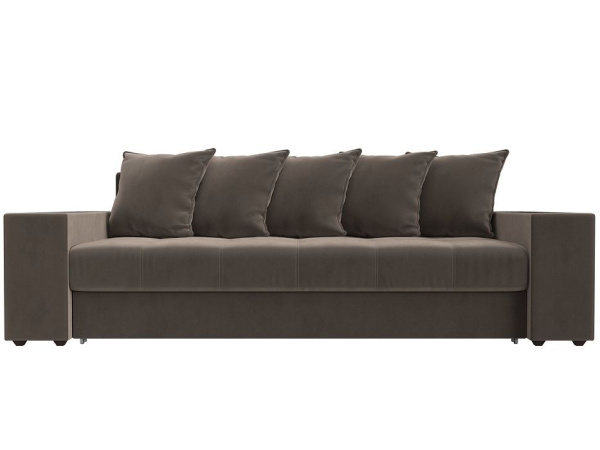 Диван прямой Дубай полки слева Велюр (Коричневый)