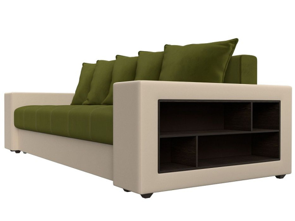 Диван прямой Дубай полки справа Микровельвет\Экокожа