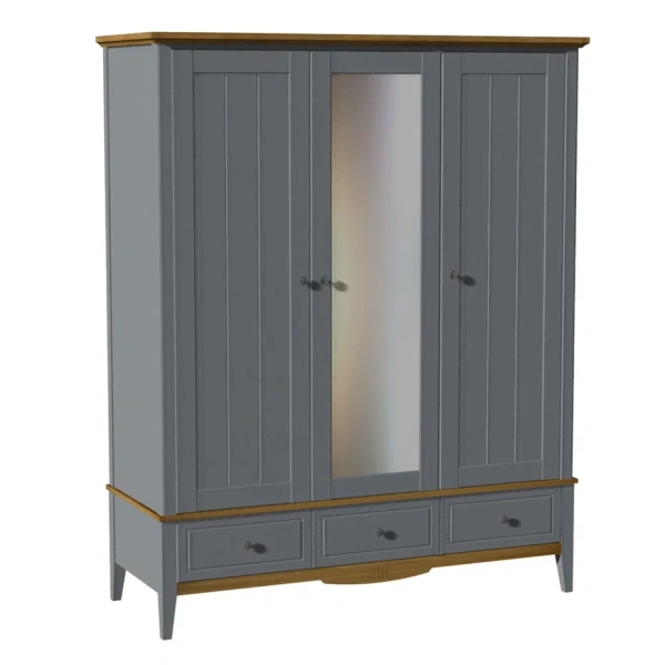 Шкаф 33 Пенни комбинированный с 1-м зеркалом (Серый 7046/Антик 24)
