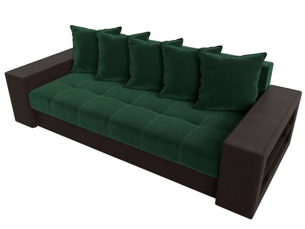 Диван прямой Дубай полки справа Велюр\Экокожа