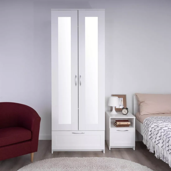 Шкаф СИРИУС двухдверный с одним ящиком и двумя зеркалами