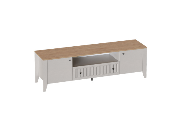 Тумба ТВ 2 дв 1 ящ Валенсия широкая (Персидский жемчуг / Дуб натуральный светлый)