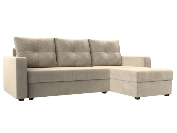 Диван угловой Ливерпуль Лайт правый угол Микровельвет (Бежевый)