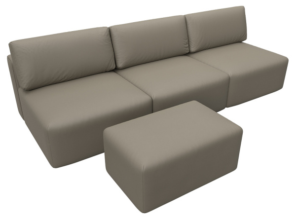 Диван прямой модульный с пуфом Лига-060 НПБ Лонг Экокожа