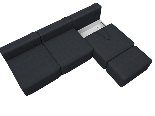 Диван угловой модульный с пуфом Лига-060 НПБ Лонг угол универсальный Замша