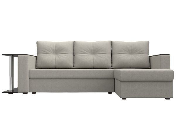 Диван угловой Атланта со столом правый угол Рогожка (Амур 02 бежевый)