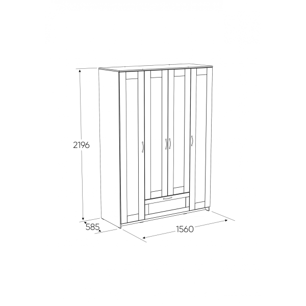 Шкаф СИРИУС четырёхдверный с одним ящиком и двумя зеркалами