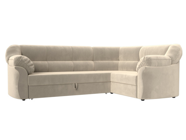 Диван угловой Карнелла правый угол Микровельвет (Бежевый)