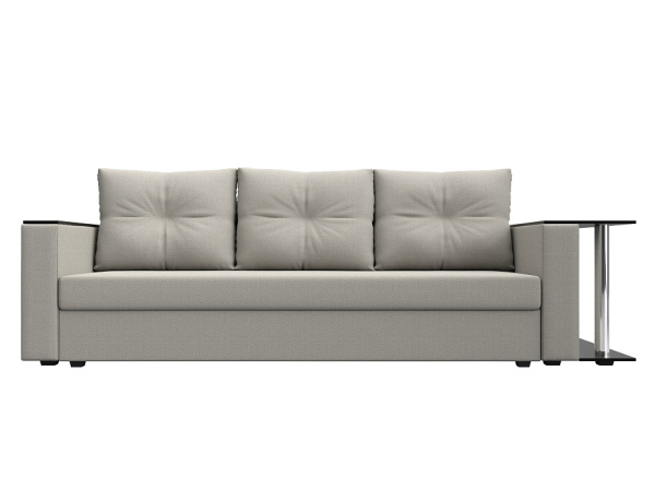 Диван прямой Атланта со столом справа Рогожка (Амур 02 бежевый)