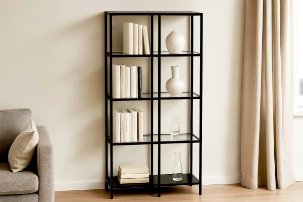 Стеллаж со стеклянными полками Нора гостиная