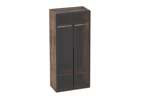 Шкаф двухстворчатый Браун со стеклянными дверями (Цвет Таксония / Мрамор неро маркина без светильника)