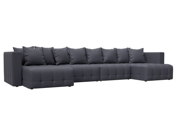 Диван П-образный Лига-052 НПБ Лонг Экокожа (GRIFON 15 серый)