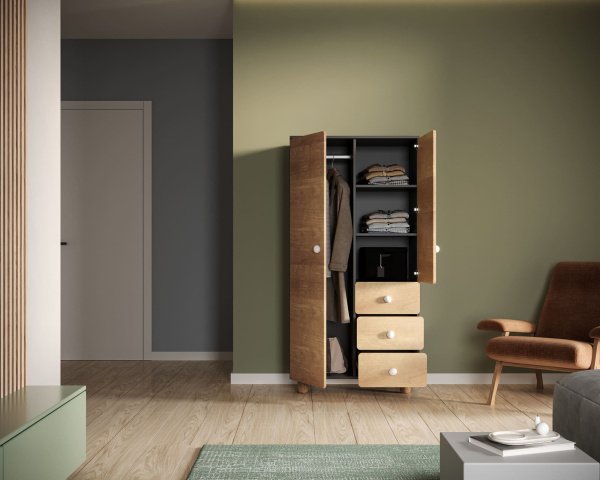 Шкаф двухдверный с тремя ящиками Split SP16