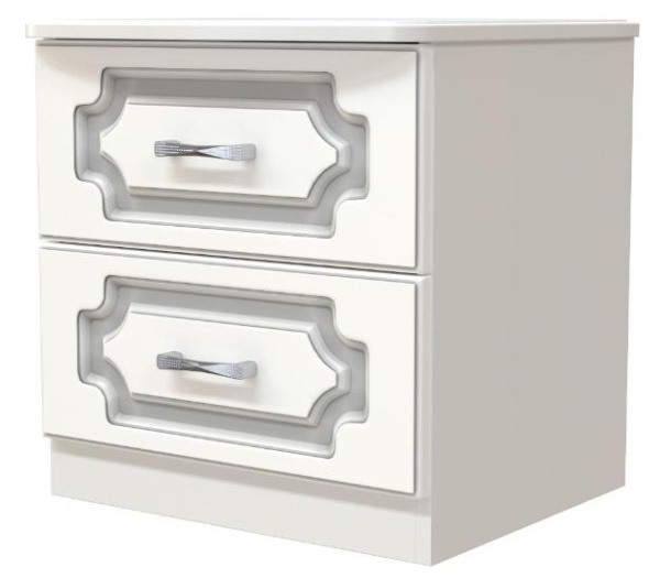 Тумба прикроватная Лак 2 ящика (ЛДСП/МДФ(ЛАК), цвет Белый/Белый Жемчуг)
