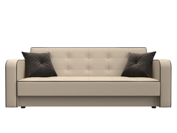 Диван-книжка Тур Экокожа\Велюр (Бежевый\Коричневый\Коричневый)