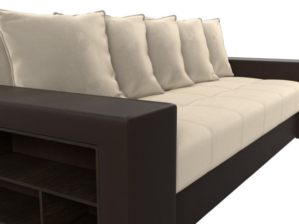 Диван прямой Дубай полки слева Микровельвет\Экокожа