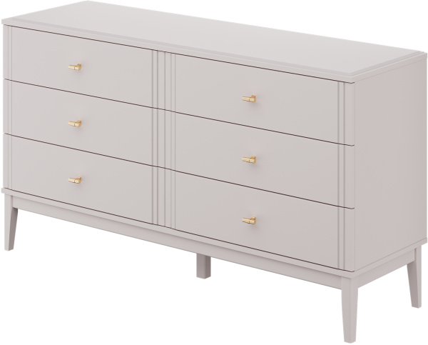 Комод Джали 6 ящиков (6 ЯЩИКОВ ЛДСП Персидский жемчуг/МДФ (лак) Льняной)