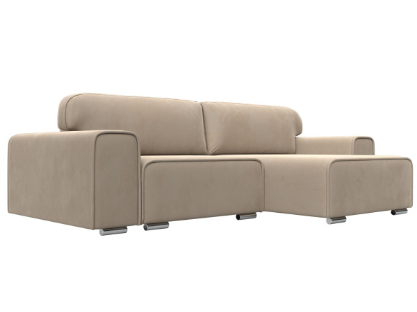 Диван угловой Лига-029 правый угол Велюр (Бежевый)