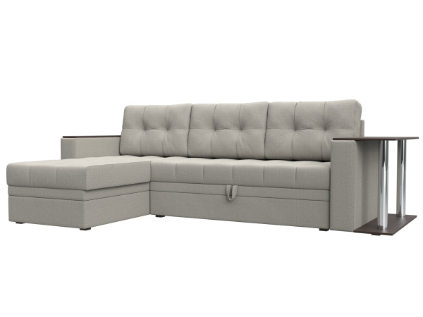 Диван угловой Атланта М левый угол Рогожка (Амур 02 бежевый)