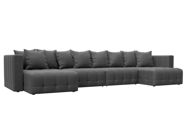 Диван П-образный Лига-052 НПБ Лонг Замша (JOLY 13 серый)