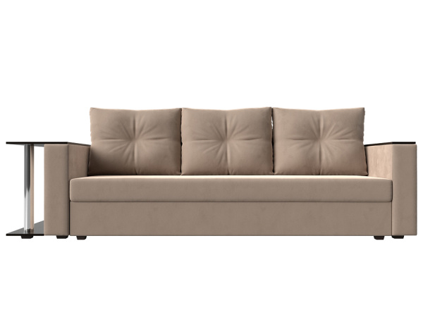 Диван прямой Атланта со столом слева Велюр (Бежевый)