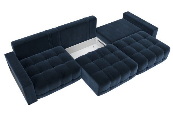 Диван прямой с полками Лига-053 НПБ Лонг Велюр