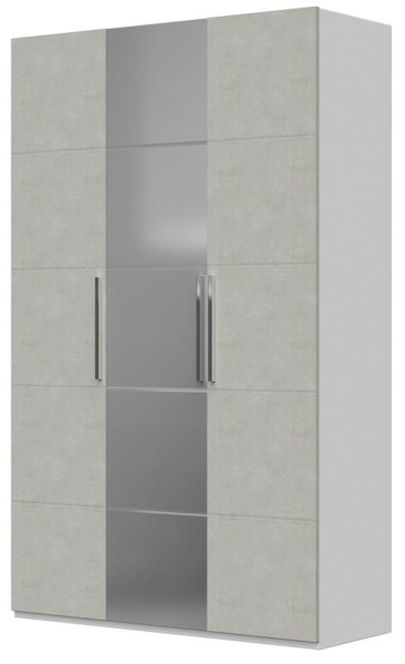 Шкаф распашной Вива ШР-3 с зеркалом (ЛДСП Белый/МДФ Платина 1 зеркало)
