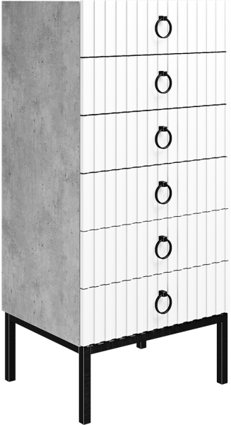 Комод Бержер 6 ящиков (Метрополитан Грей/Белый)