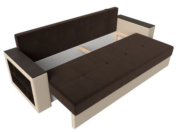 Диван прямой Дубай Лайт полки слева Микровельвет\Экокожа