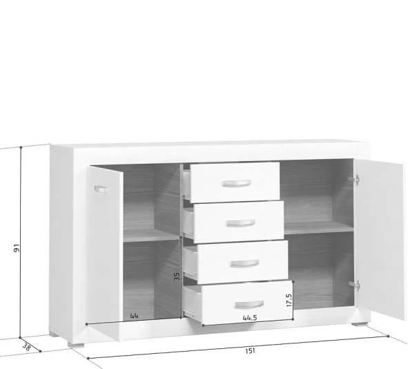 Тумба MALTA B136-KOM2D4S