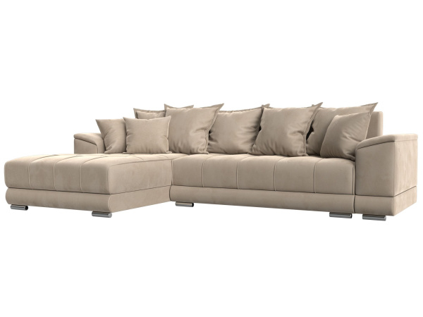 Диван угловой НордСтар левый угол Велюр (Бежевый)